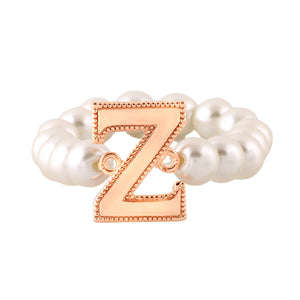 Estele Rose Gold Plated Zesty "Z" Letter Glass Pearl Bracelet for Women