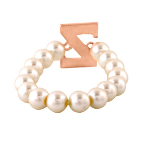 Estele Rose Gold Plated Zesty "Z" Letter Glass Pearl Bracelet for Women