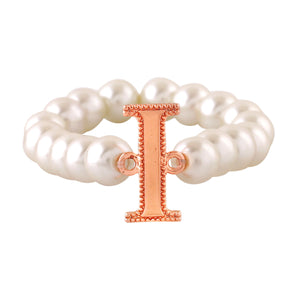 Estele Rose Gold Plated Incredible "I" Letter Glass Pearl Bracelet for Women