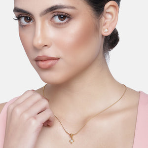 Estele - 24 KT Gold plated Solitaire Pendant Set for Women