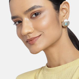 Estele silver colour petal trending earrings for women
