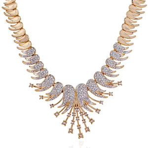 Modern Gold and silver plated Signature Starbust in Austrian Crystal Necklace Set