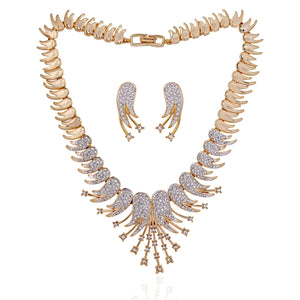 Modern Gold and silver plated Signature Starbust in Austrian Crystal Necklace Set
