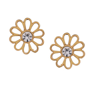 ESTELE - 24 CT GOLD PLATED Flower Diamond Necklace Set for Women