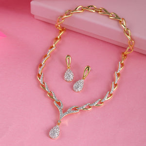 Estele Gold Plated Valentine Necklace Set