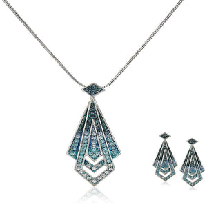 Estele Rhodium Plated Blue Tie  Chain Necklaces