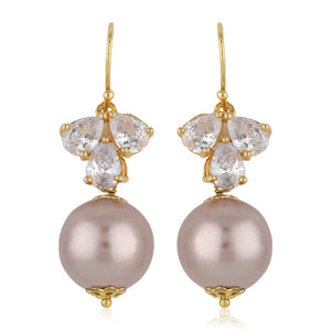 Rose Gold AD stone Glass Pearl Drop