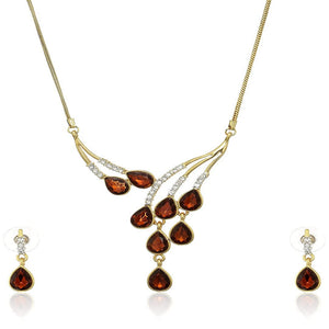 Estele - NOOR Ruby 24 KT Gold plated Necklace Set