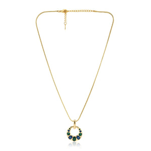 Estele - Blue And Green Enamel Round shaped Pendant set