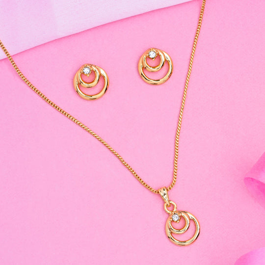 Estele - 24 CT Gold plated spiral diamante pendant set