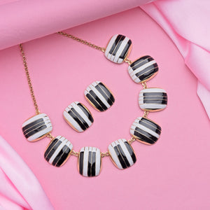 Estele - Piano enamel Gold Plated Necklace Set For Women