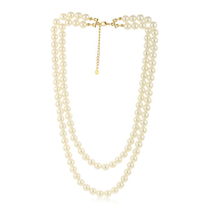Estele - Two Line White Flux Glass Pearl Necklace