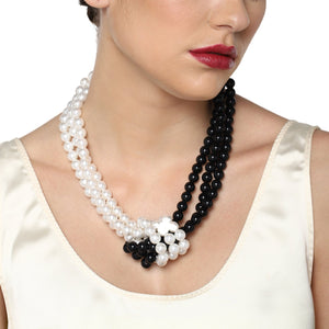 Black And White Flux Glass Pearl Necklace