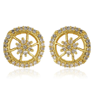 Gold Plated AD Stone Round Stud Earrings