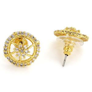 Gold Plated AD Stone Round Stud Earrings