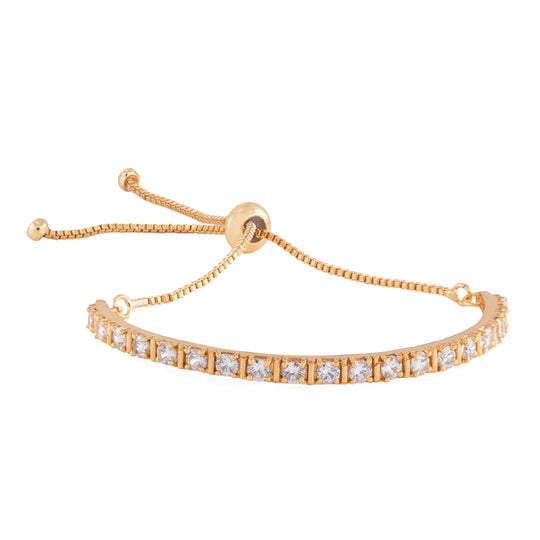 Estele  Gold Plated Candy Bracelet with White American Diamonds Bracelet