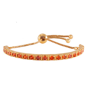 Estele  Gold Plated Candy Bracelet with Orange American Diamonds Bracelet (adjustable)
