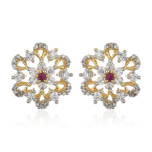 Pink And White  Ad Stone Earrings