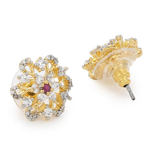 Pink And White  Ad Stone Earrings