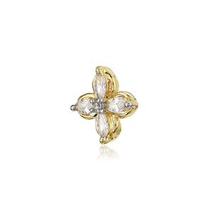 Estele Gold Plated American Diamond flower  Stud Earrings for women