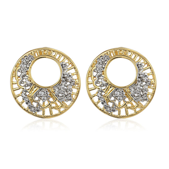 AD Stone Round Stud Earrings