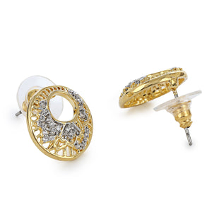 AD Stone Round Stud Earrings