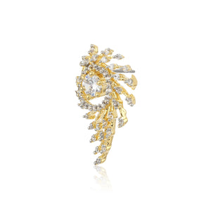 Gold Tone Plated White Ad Stone Stud Earrings