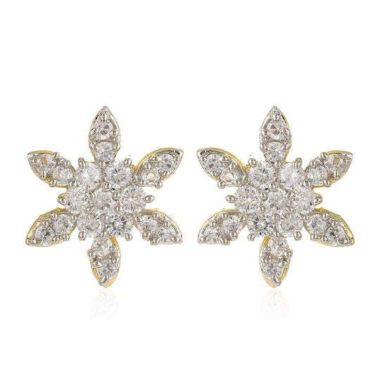 White AD Stone Stud Earrings
