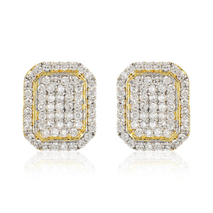 Gold Plated Ad Stone Square Shaped Stud Earrings