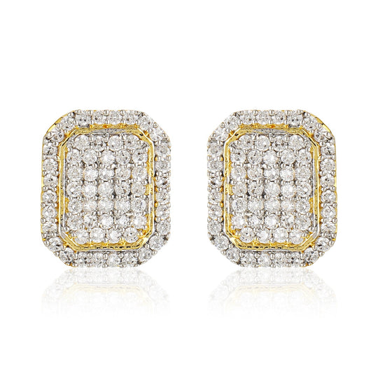 Gold Plated Ad Stone Square Shaped Stud Earrings