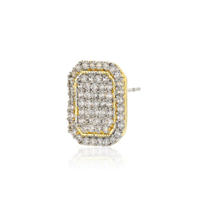 Gold Plated Ad Stone Square Shaped Stud Earrings