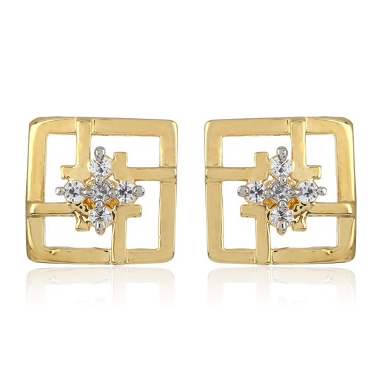 Square Shaped Stud With AD Stone earrings