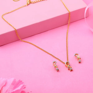 Modern 24 CT Gold plated American diamond Flower curl Necklace