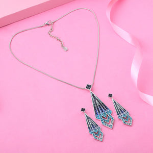 Estele Rhodium Plated Blue Tie  Chain Necklaces