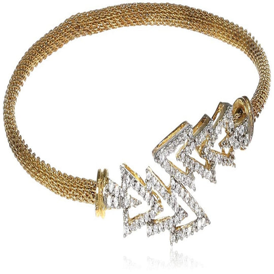 Estele Gold and Silver Plated Triangle Arrow Twin Cuff Bracelet for women