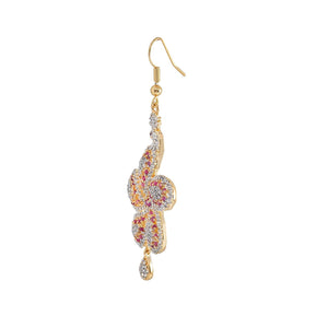 Estele Gold  Plated American Diamond Peacock Flower Dangle Earrings for women