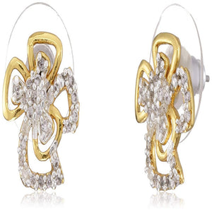Estele  Gold Plated American Diamond Flower Necklace Set for Women