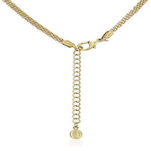 Estele 24 Kt Gold Plated Oval Halo American Diamond Necklace Set for Women