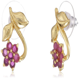 Estele Gold Plated Ruby Traditional Necklace Jewellery Set for Women