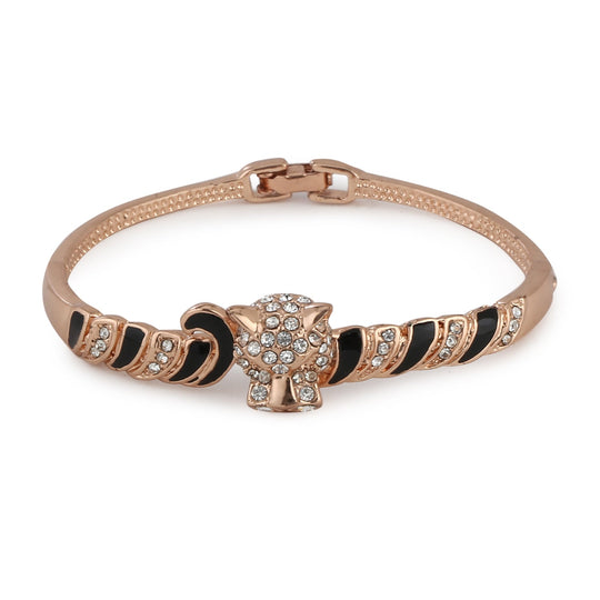 Estele Rose gold Plated Black Enamel with Austrian Crystal Bracelet
