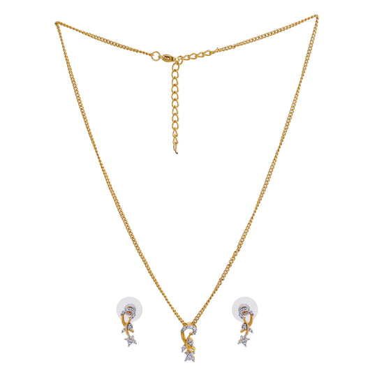 Modern 24 CT Gold plated American diamond Flower curl Necklace