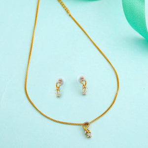 Modern 24 CT Gold plated American diamond Flower curl Necklace