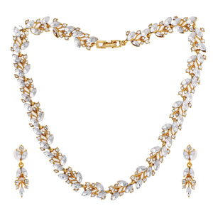 Estele - Stylish Gold plated Twinkling leaves Necklace