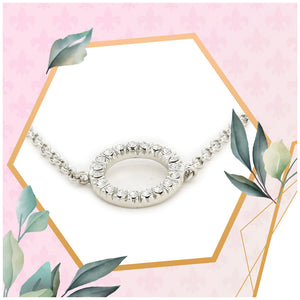 Estele Round Silver Tone Bracelet Using Swarovski Stones for women (adjustable)