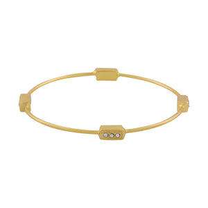 Estele Gold Plated White Austrian Crystal Stone Womens Bracelet