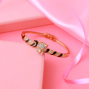 Estele Rose gold Plated Black Enamel with Austrian Crystal Bracelet
