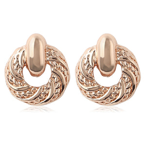 Rose Gold Tone Plated Round Stud Earring