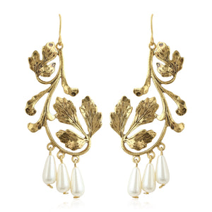 Leafy Pearl Earrings