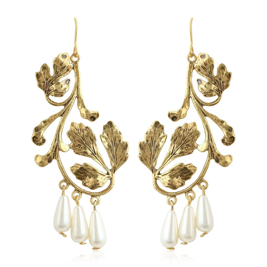 Leafy Pearl Earrings