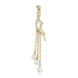 Hanging Glass Pearl Diamante Earrings